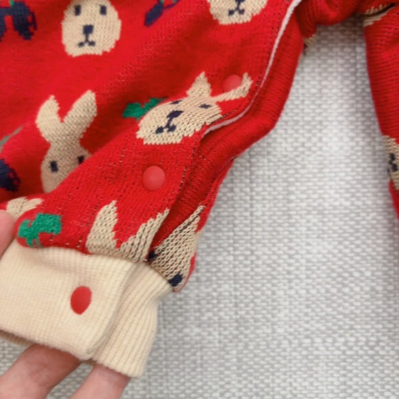 Chinese QiPao Red sweater long sleeve bodysuit - Picture 4 of 11